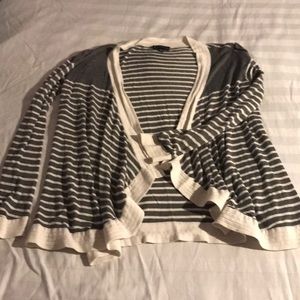 Large open front striped cardigan